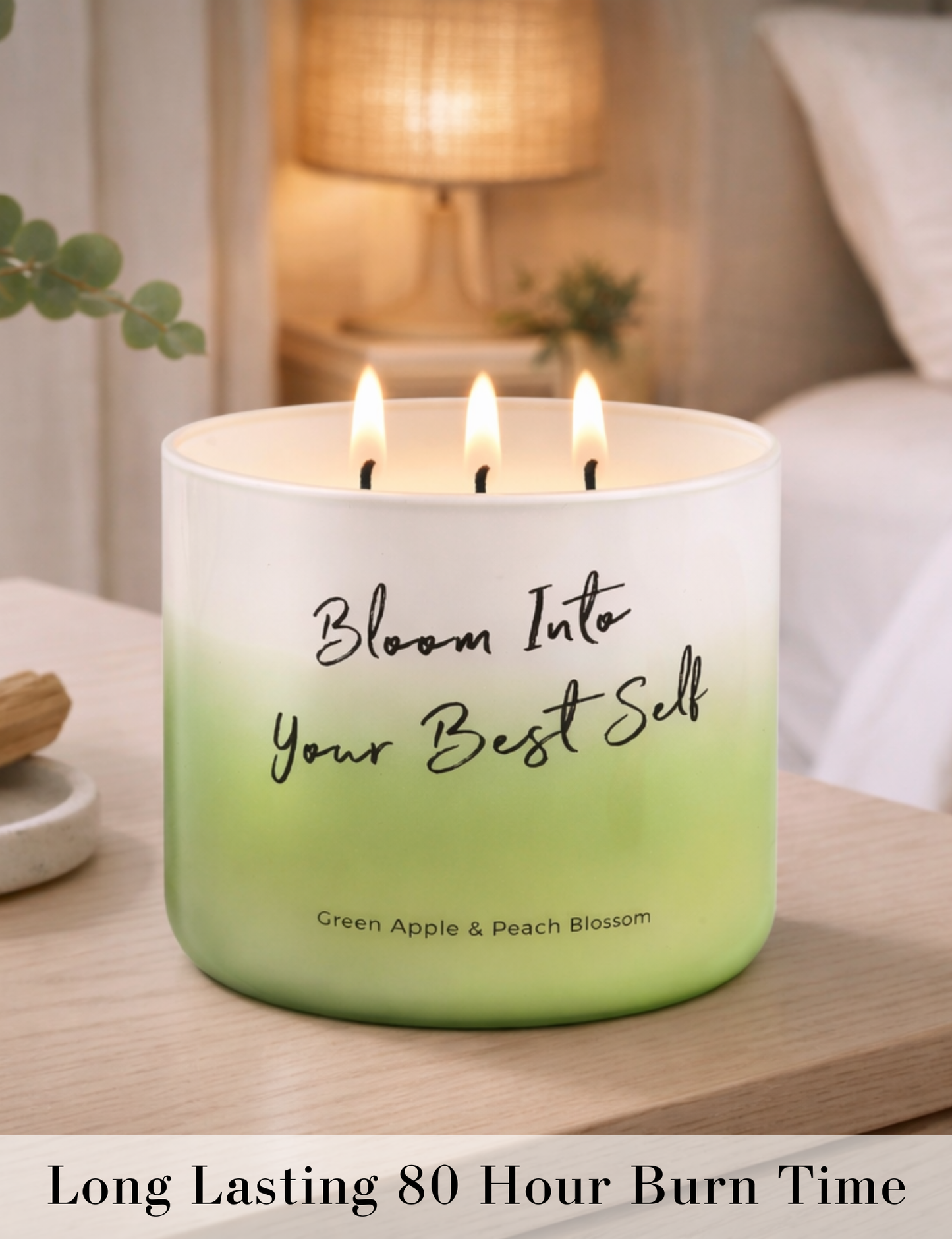 Green Apple Peach Blossom Soy Candle 3-Wick