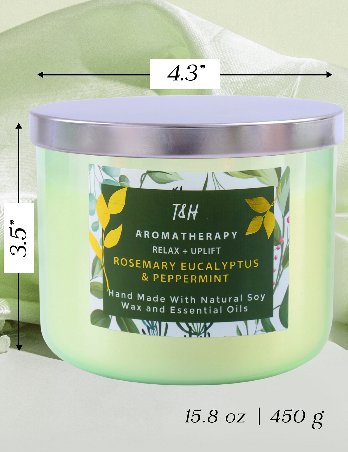 Rosemary Eucalyptus Peppermint Soy Candle 3-Wick