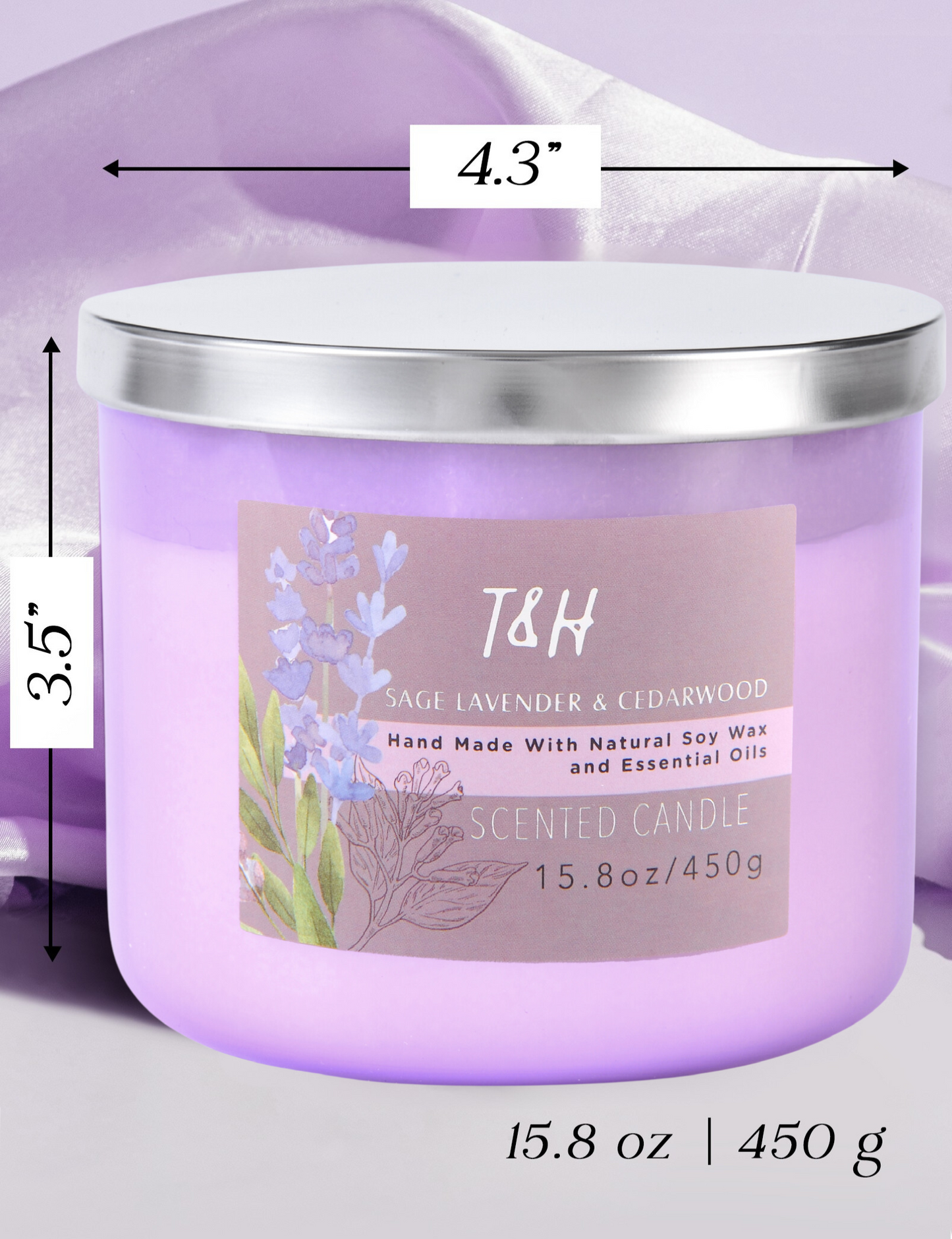 Sage Lavender Cedarwood Soy Candle 3-Wick