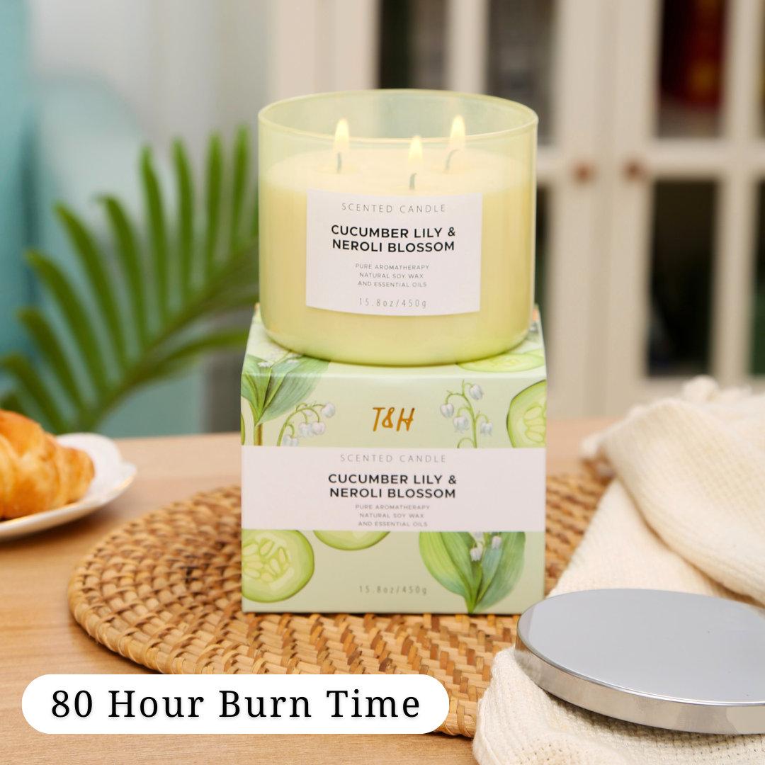 Cucumber Lily & Neroli Blossom Scented Soy Candle 3-Wick