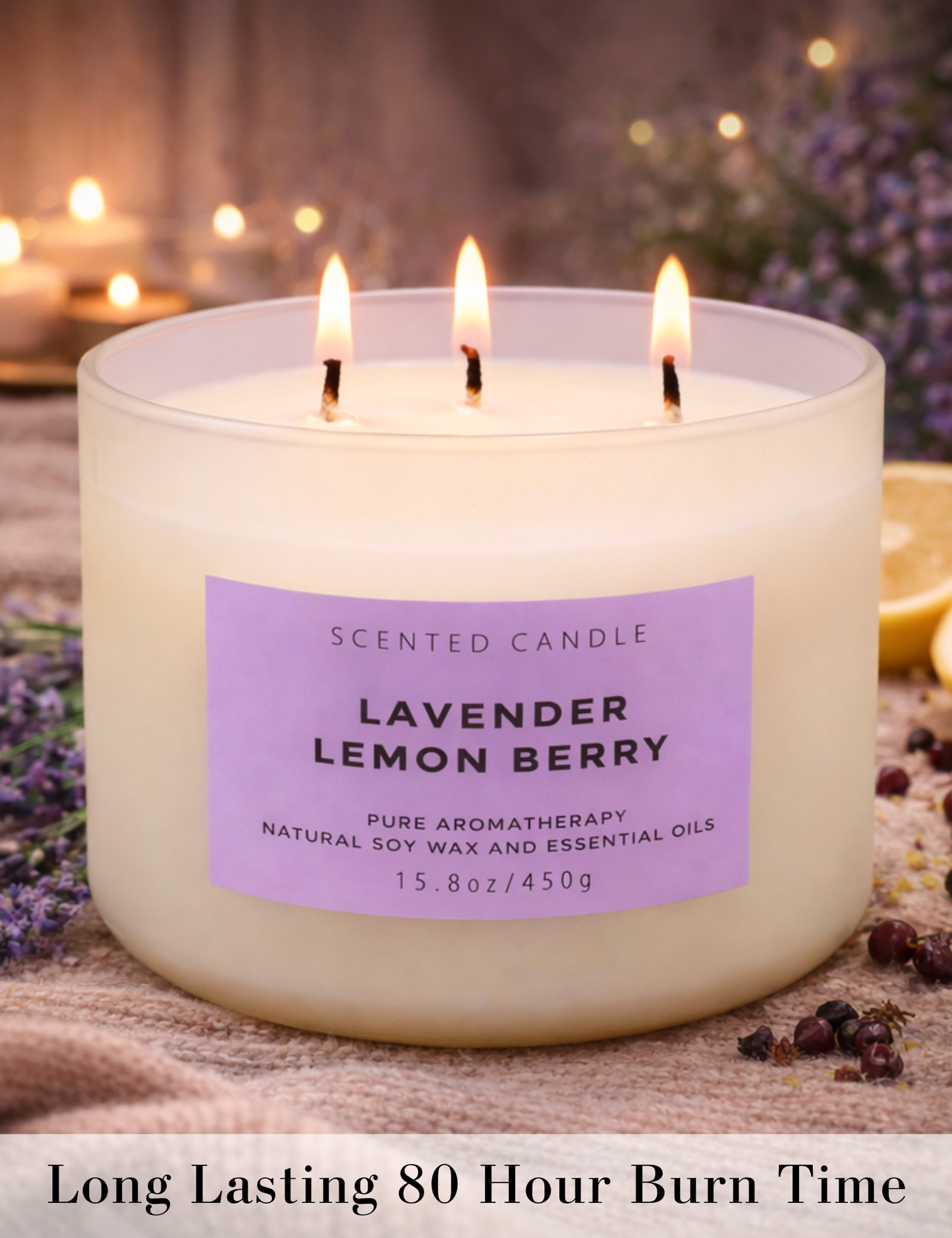 Lavender Lemon Berry Soy Candle 3-Wick