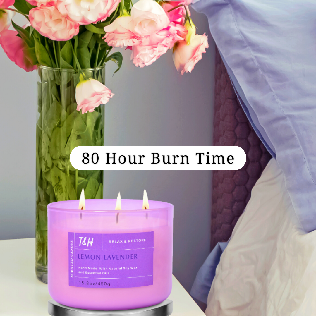 Lemon Lavender Scented Soy Candle 3-Wick