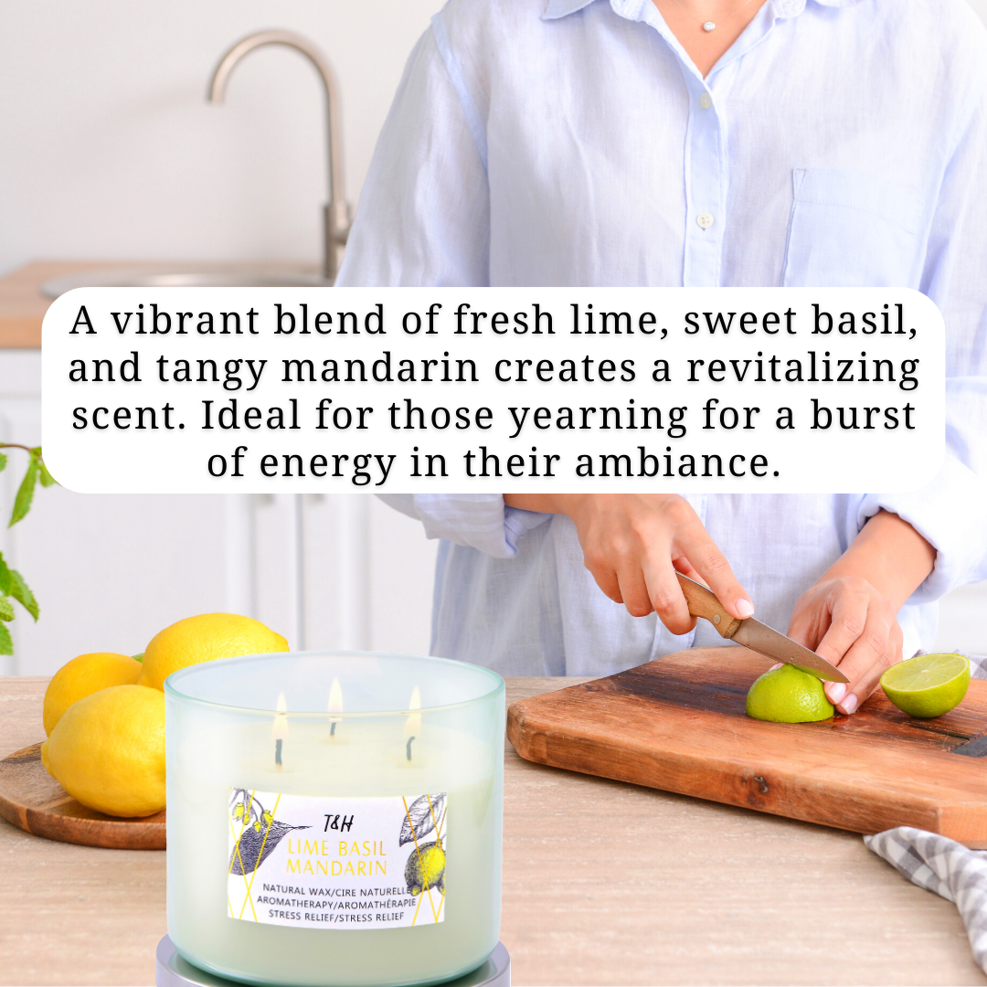 Lime Basil Mandarin Scented Soy Candle 3-Wick