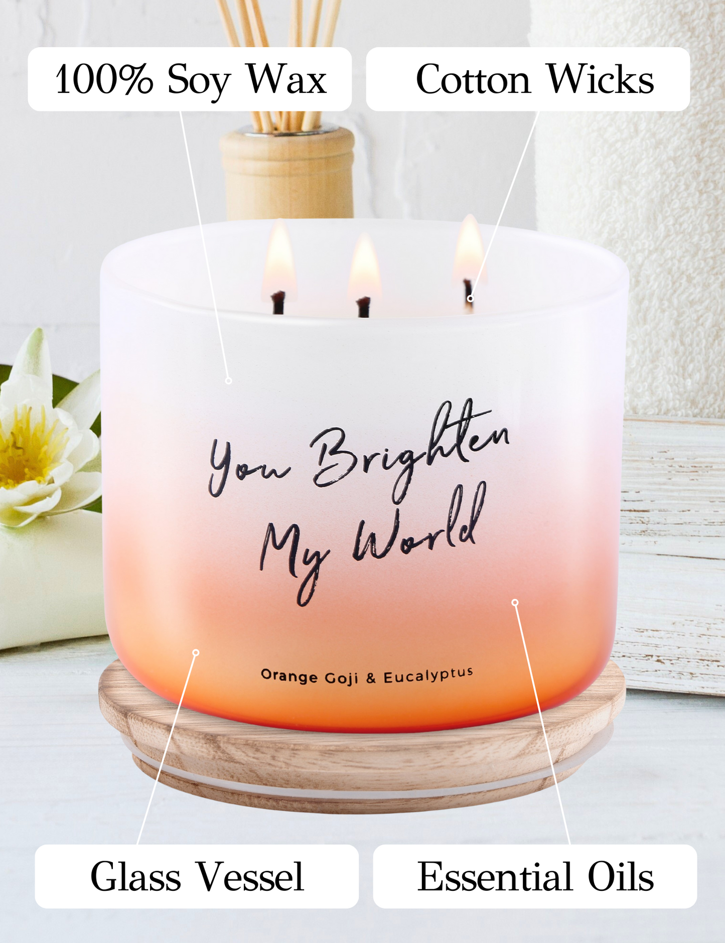 Orange Goji Eucalyptus Soy Candle 3-Wick