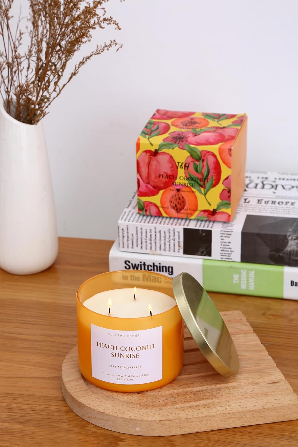 Peach Coconut Sunrise Soy Candle | 3-Wick