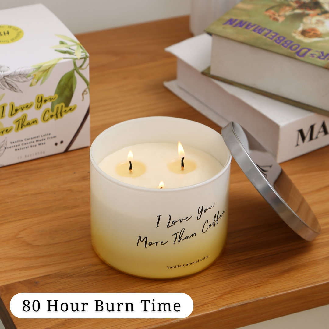 Vanilla Caramel Latte Scented Soy Candle 3-Wick