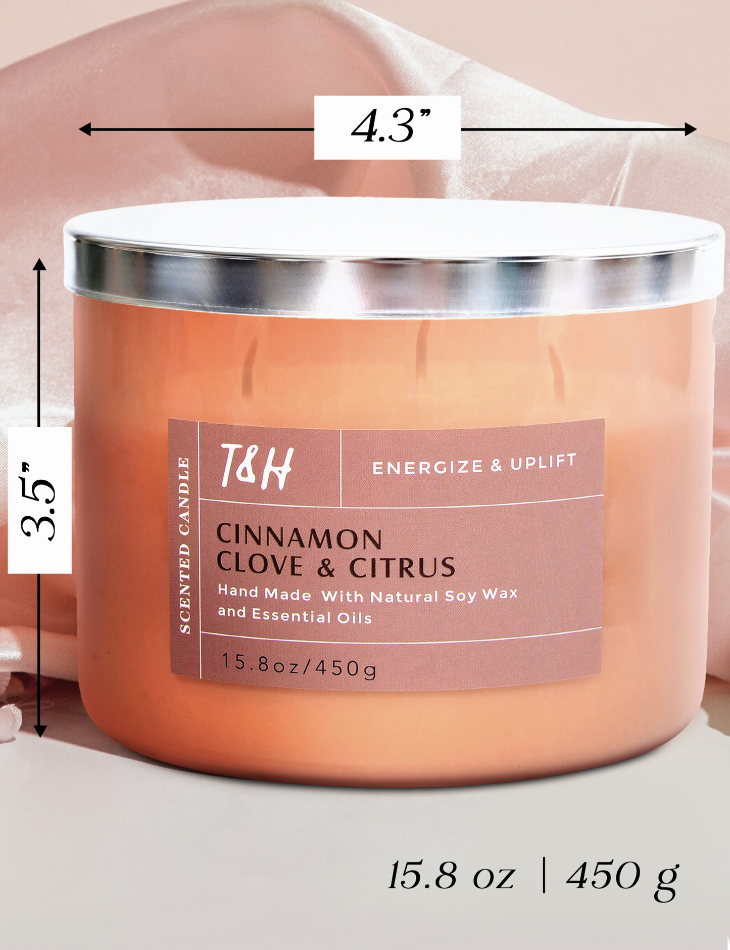 Cinnamon Clove Citrus Soy Candle 3-Wick