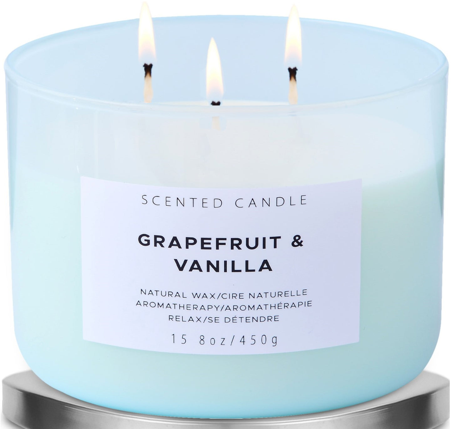 Grapefruit & Vanilla Scented Soy Candle 3-Wick