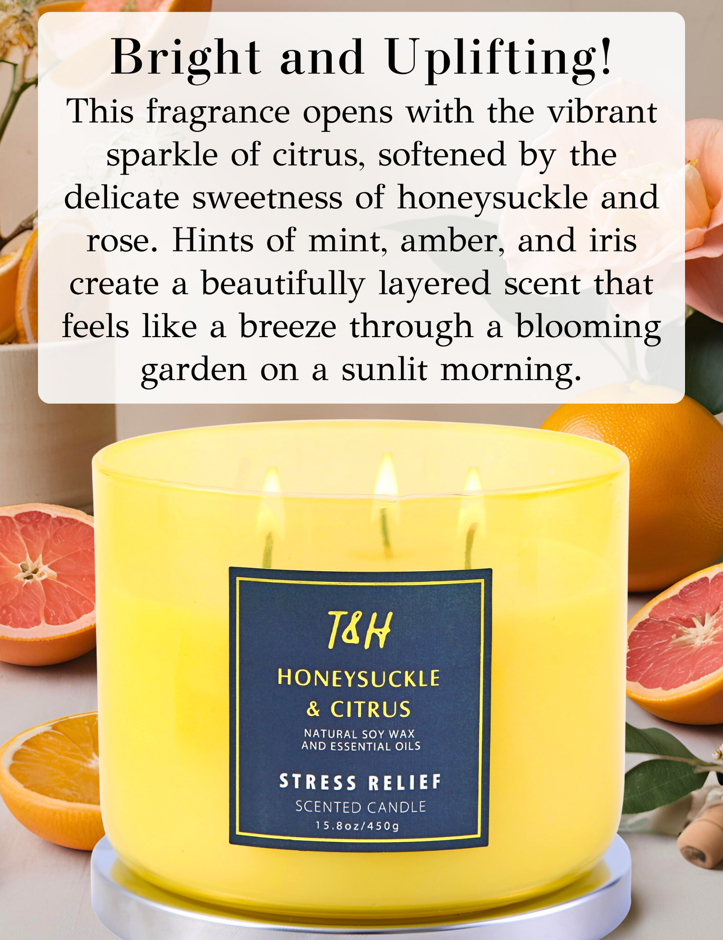 Honeysuckle Citrus Soy Candle 3-Wick