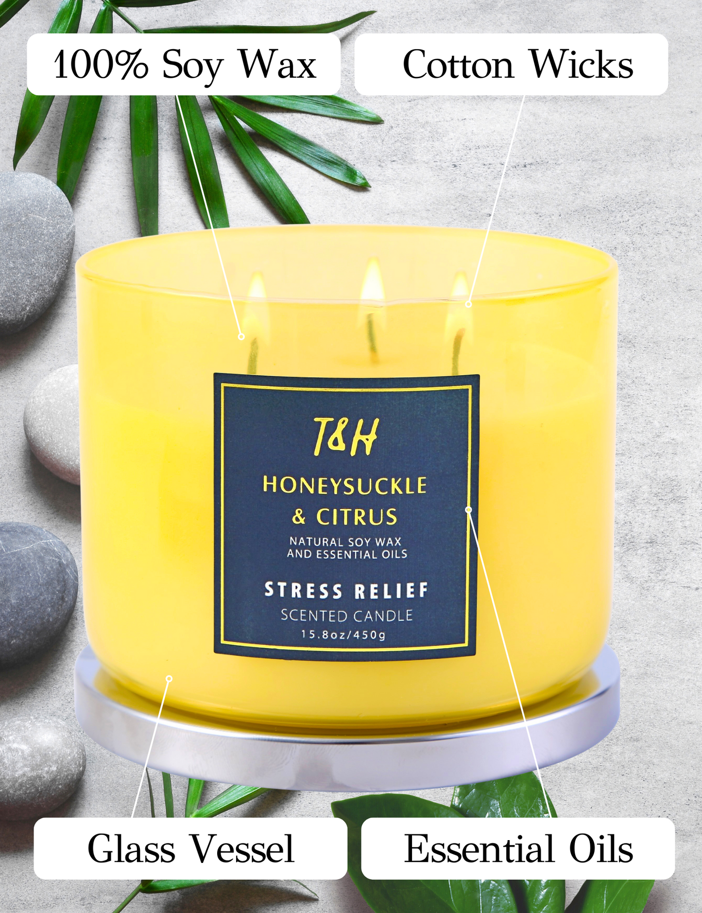 Honeysuckle Citrus Soy Candle 3-Wick