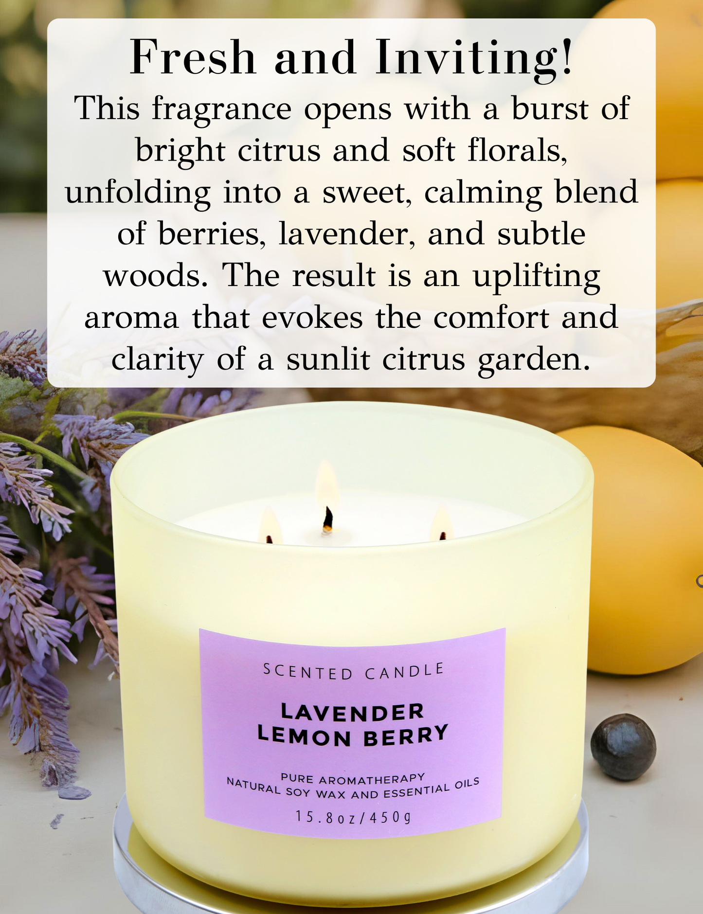 Lavender Lemon Berry Soy Candle 3-Wick