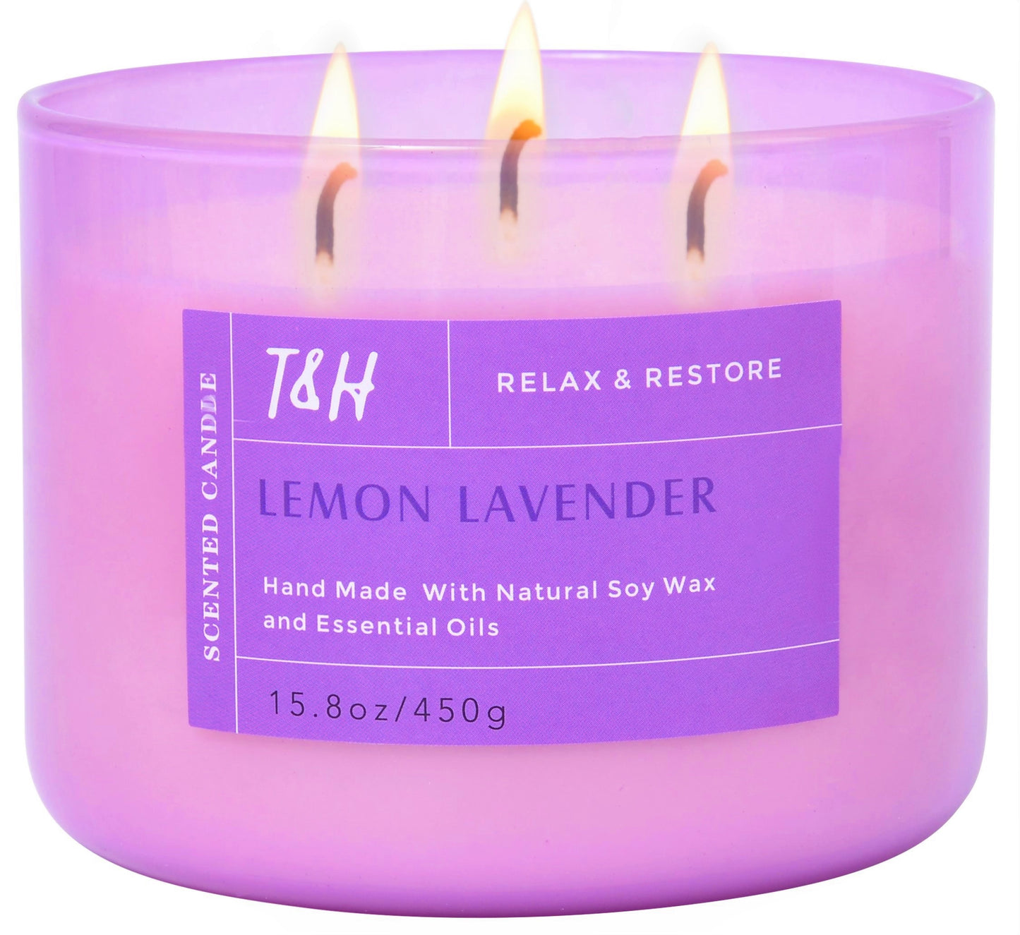 Lemon Lavender Scented Soy Candle 3-Wick
