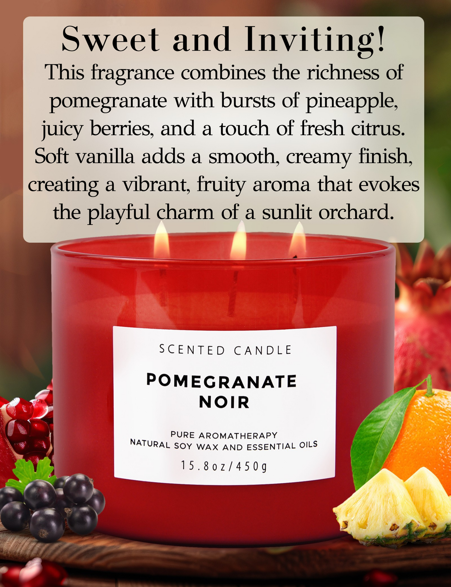 Pomegranate Noir Soy Candle 3-Wick