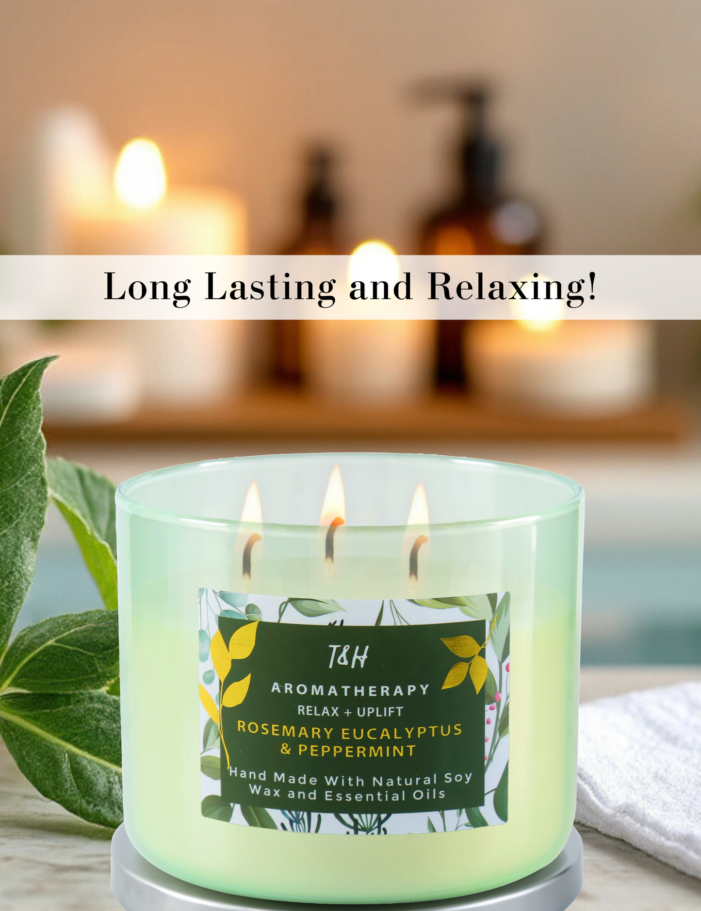 Rosemary Eucalyptus Peppermint Soy Candle 3-Wick