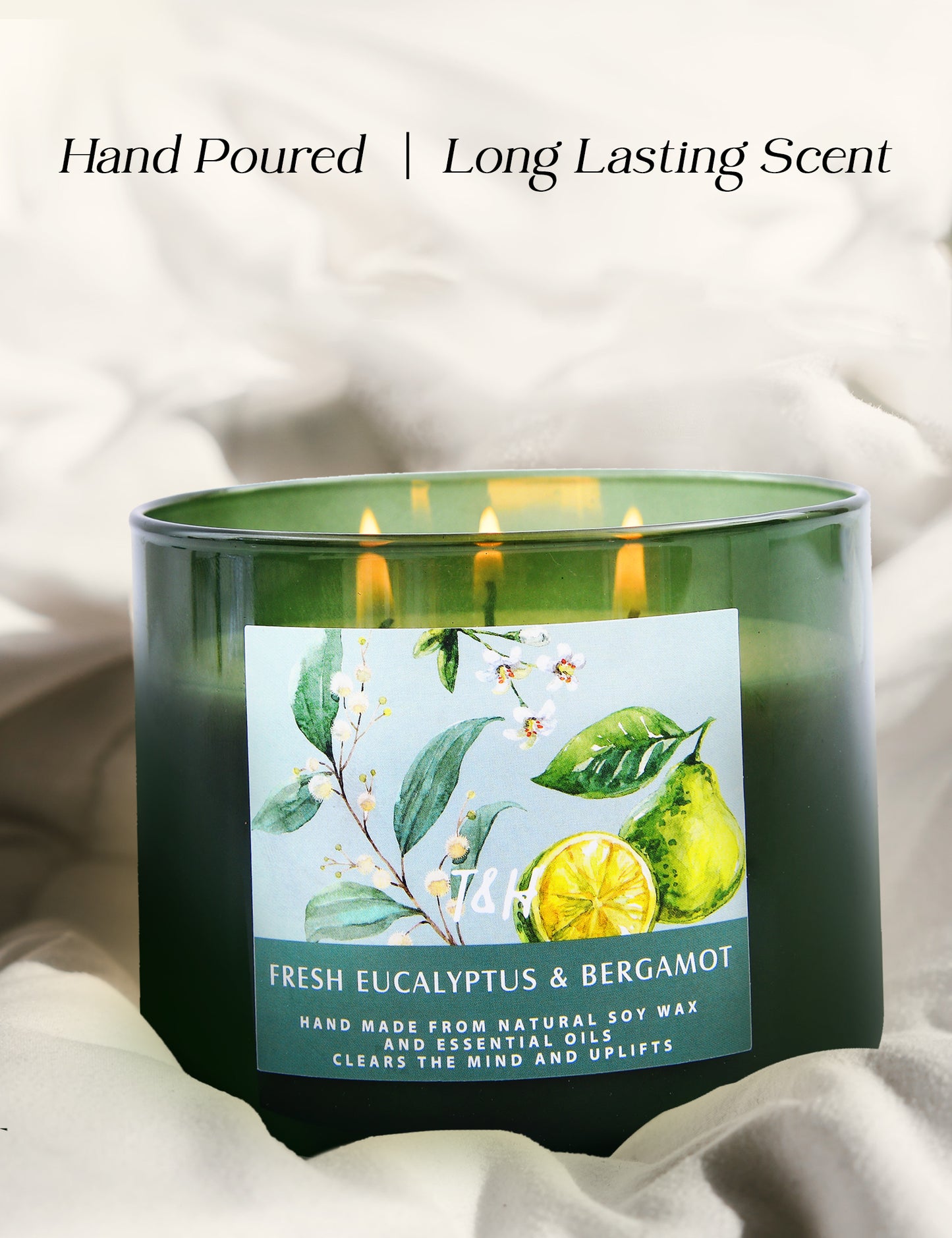 Fresh Eucalyptus Bergamot Soy Candle 3-Wick