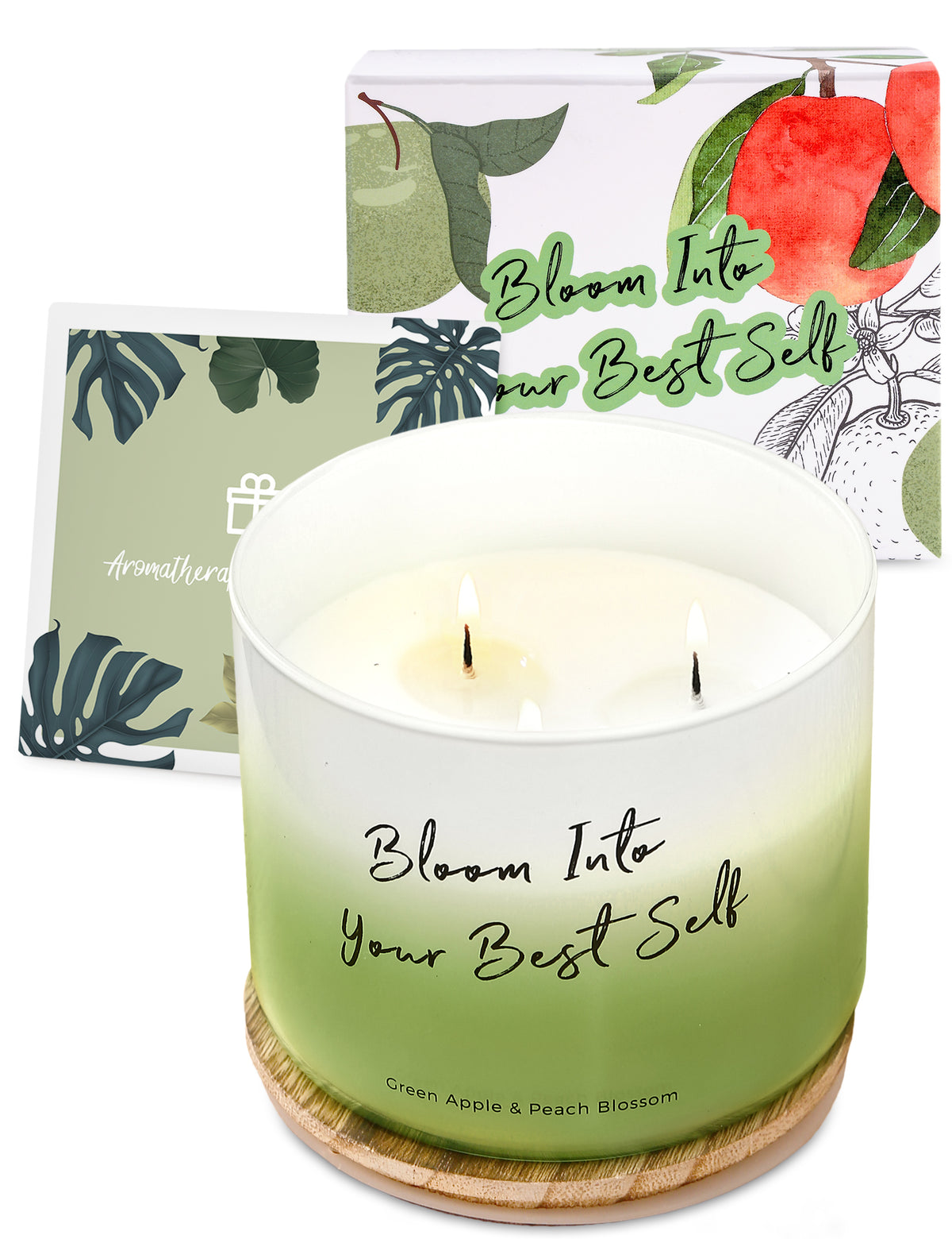 Green Apple Peach Blossom Soy Candle | 3-Wick