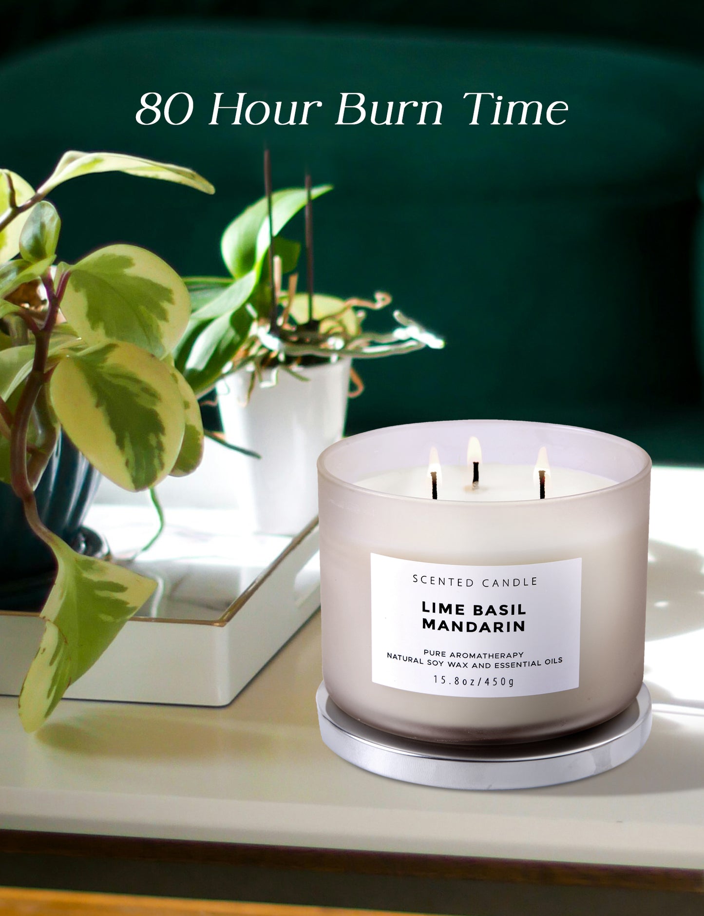 Lime Basil Mandarin Soy Candle 3-Wick