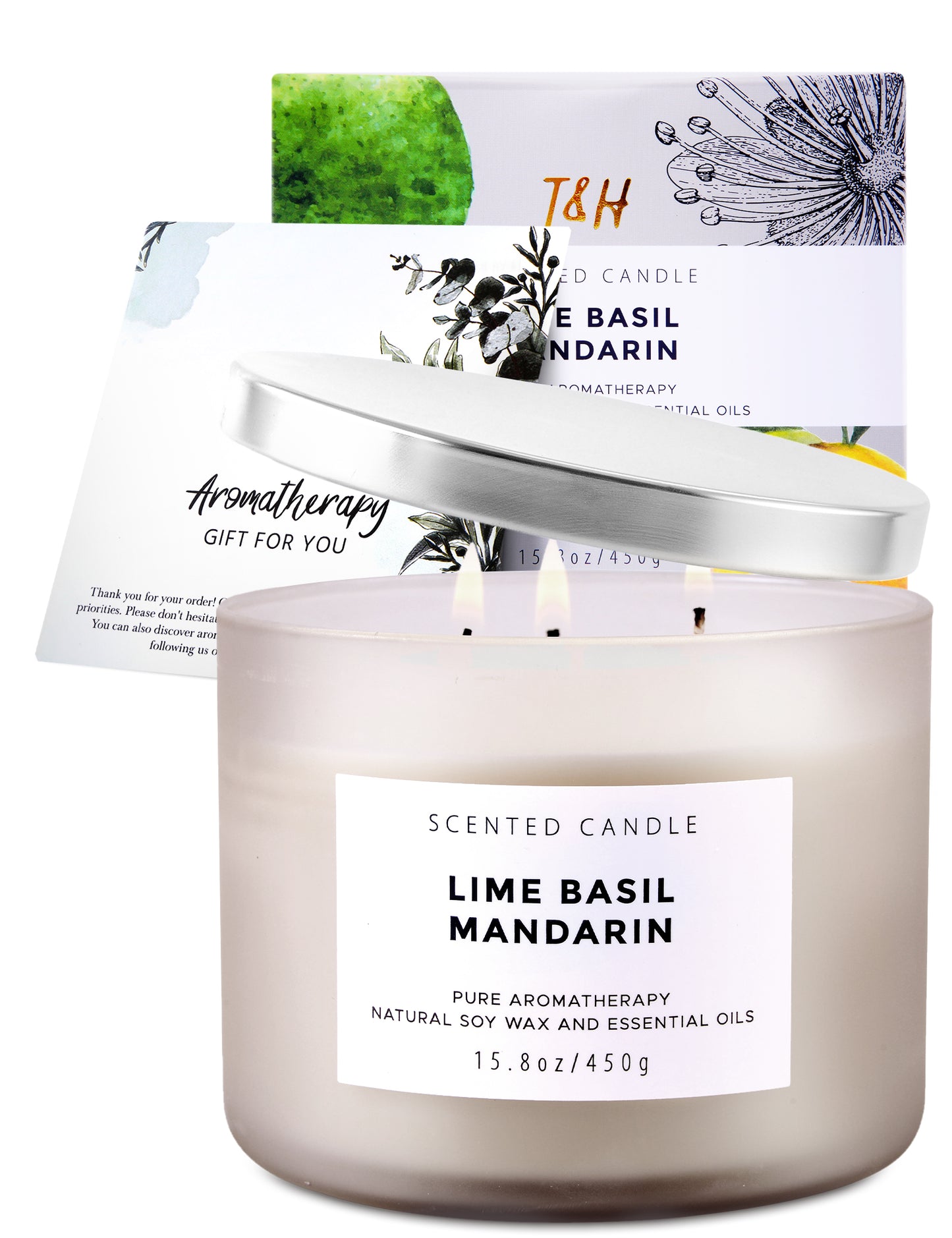 Lime Basil Mandarin Soy Candle 3-Wick