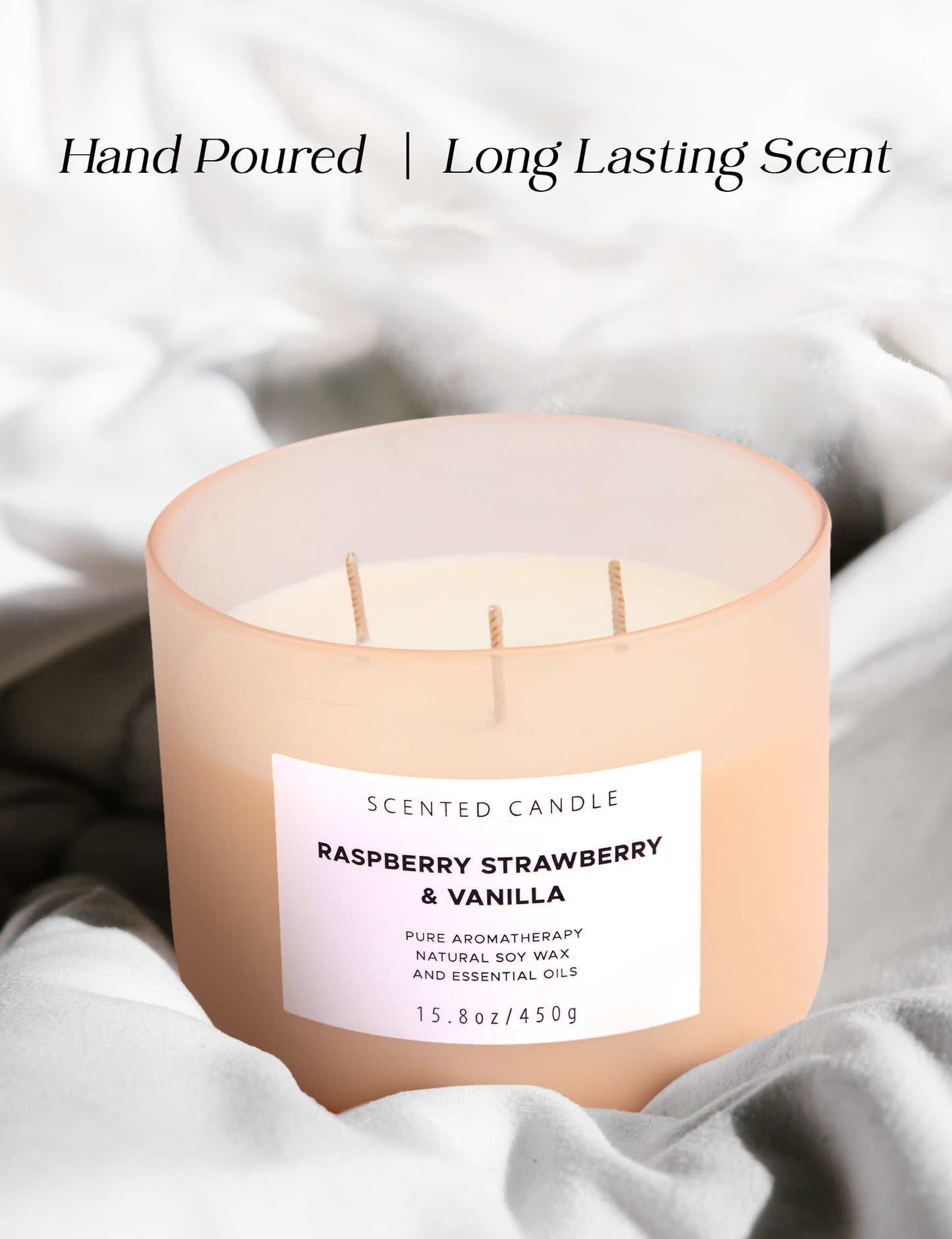Raspberry Strawberry Vanilla Soy Candle 3-Wick