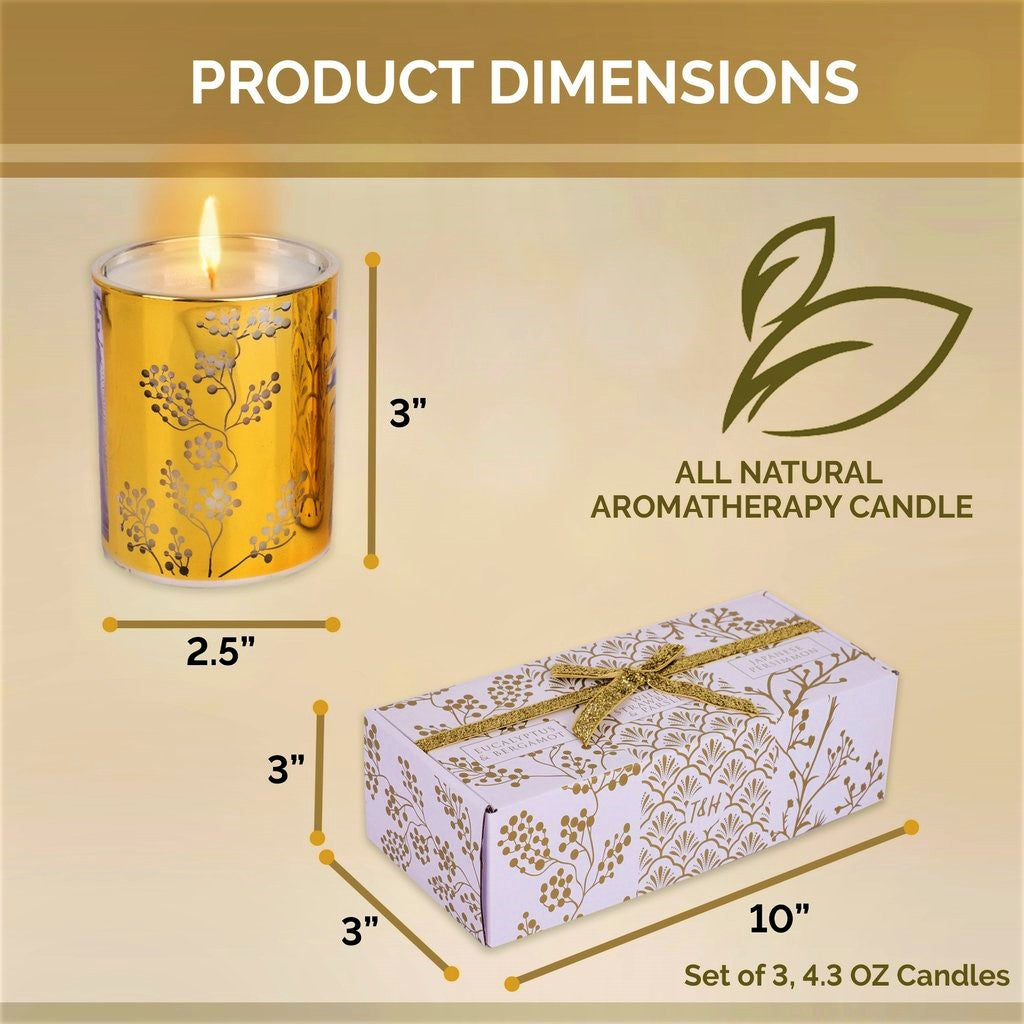 Gold Soy Scented Candle Gift Set of 3