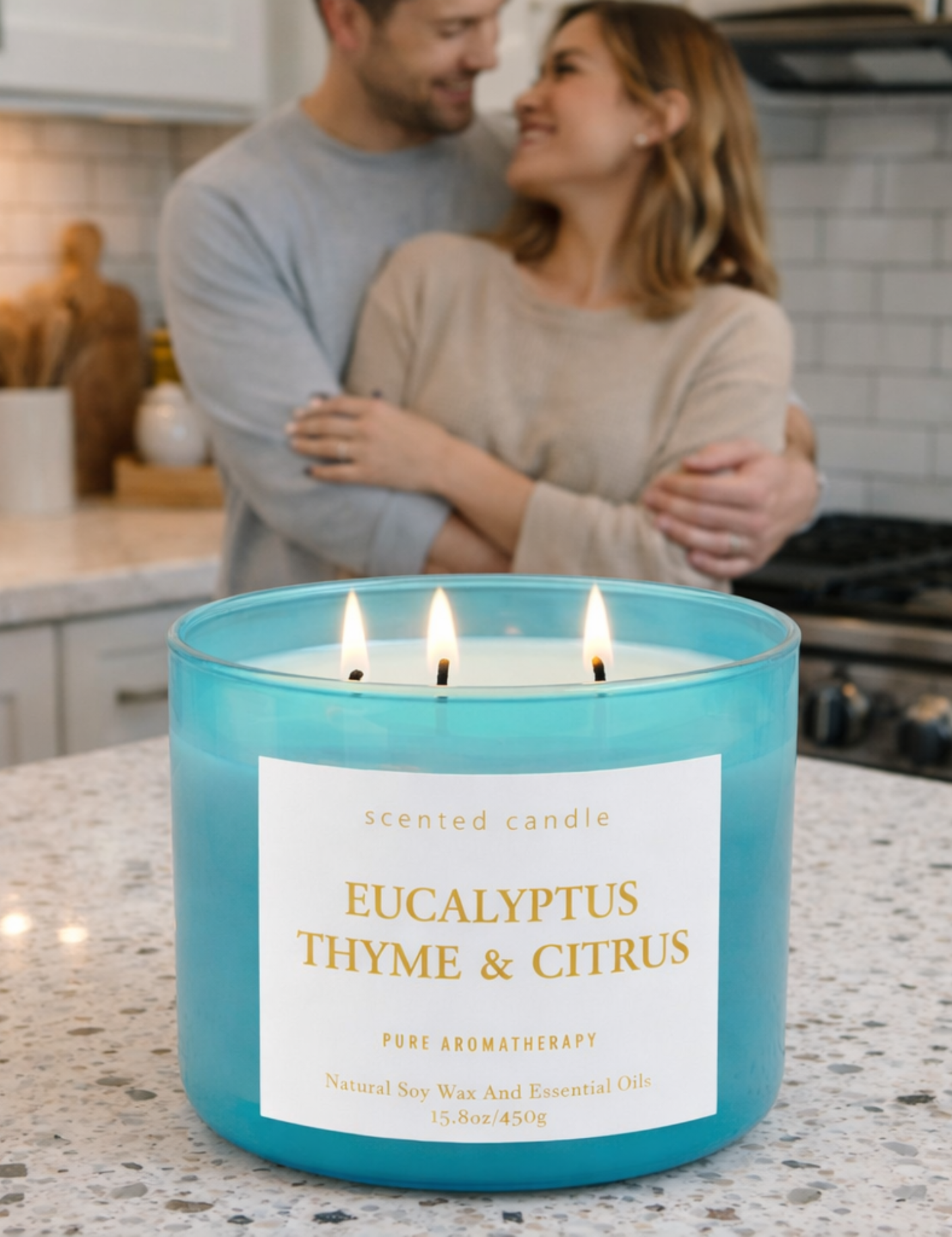 Eucalyptus Thyme Citrus Scented Soy Candle 3-Wick