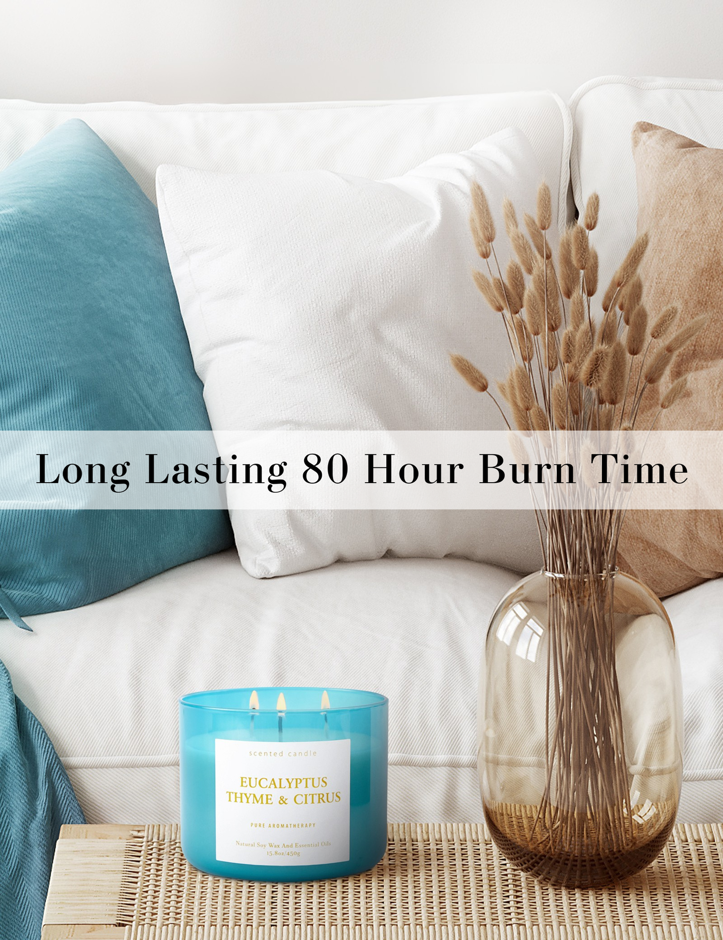 Eucalyptus Thyme Citrus Scented Soy Candle 3-Wick