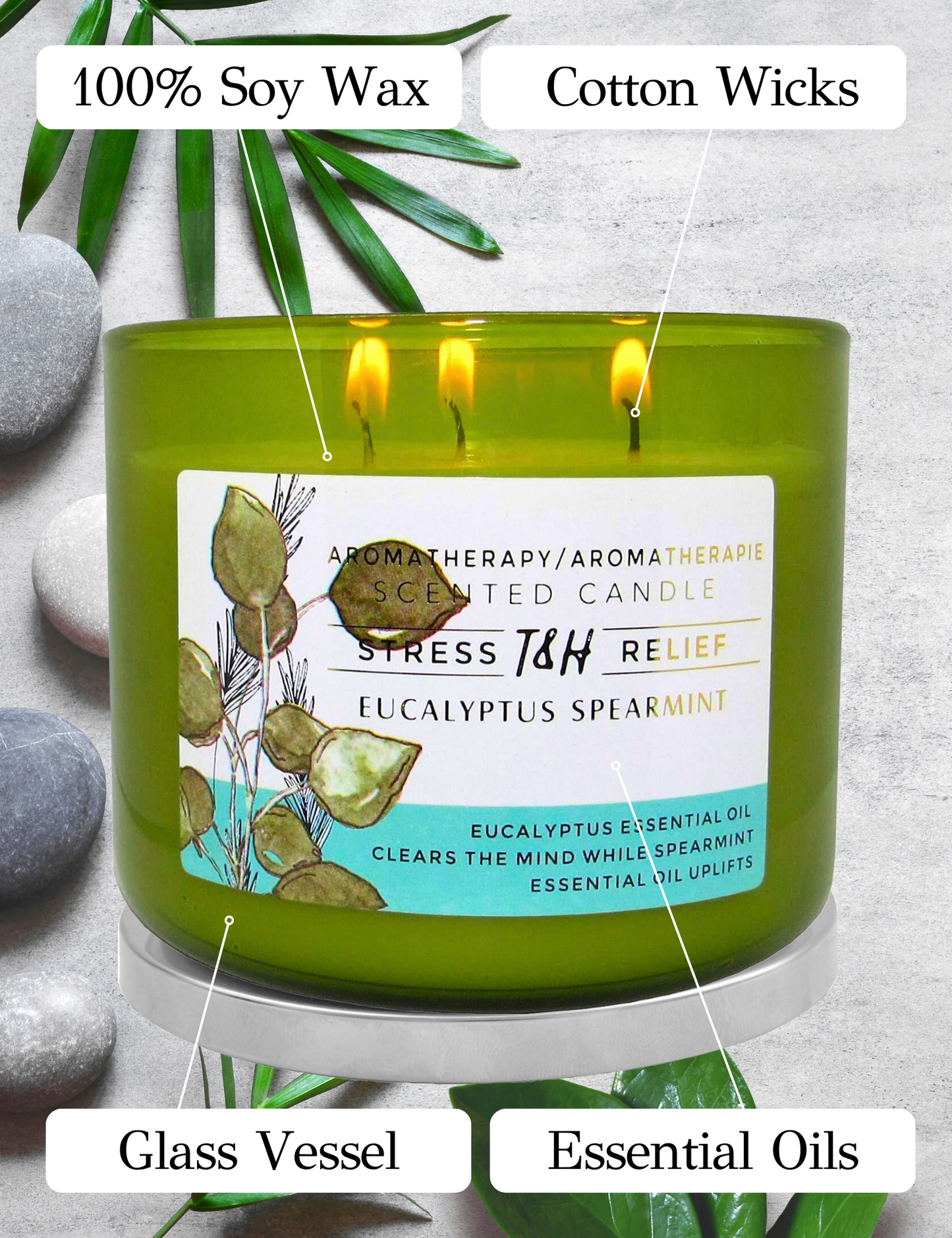 Eucalyptus Spearmint Soy Candle 3-Wick