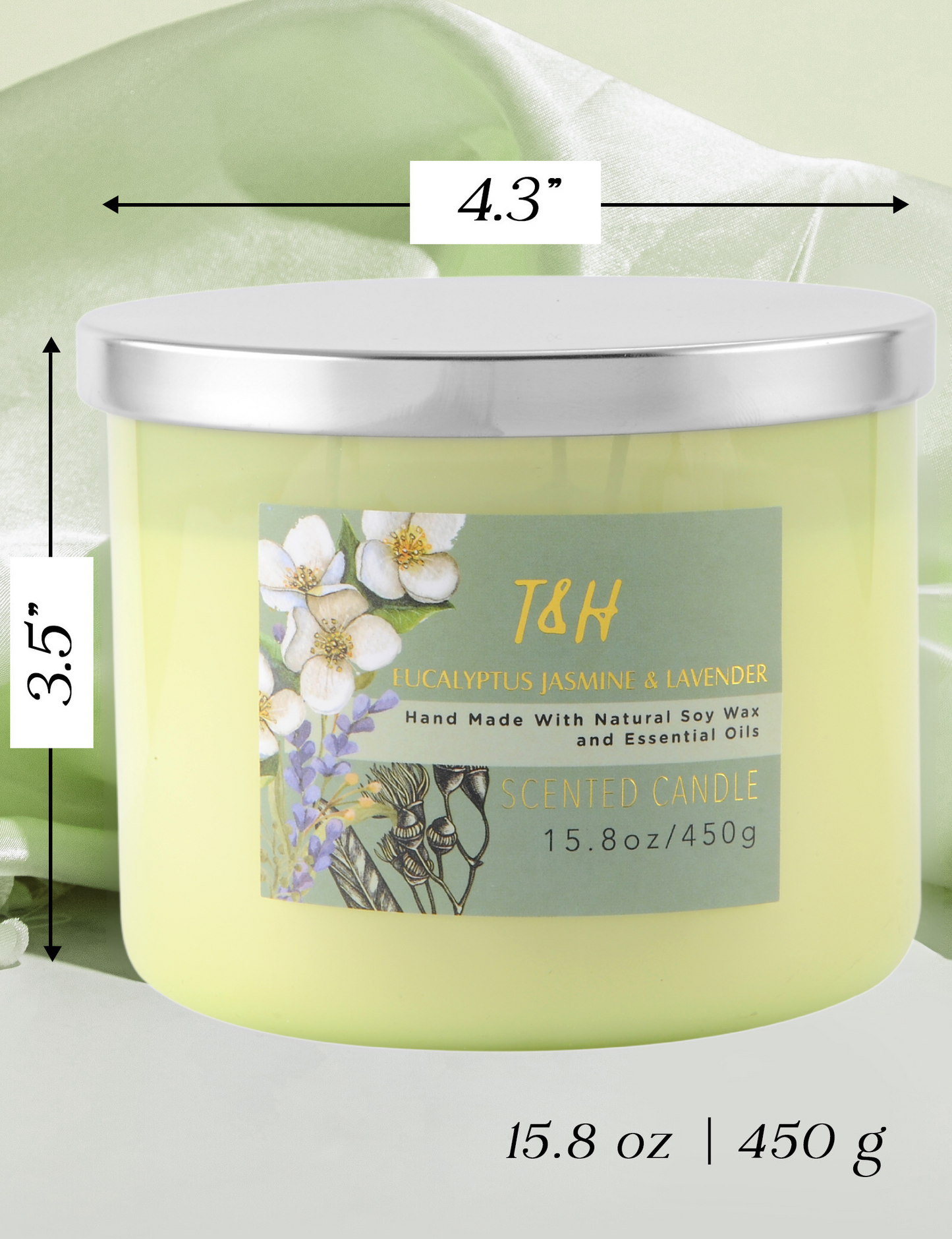 Eucalyptus Jasmine Lavender Soy Candle 3-Wick