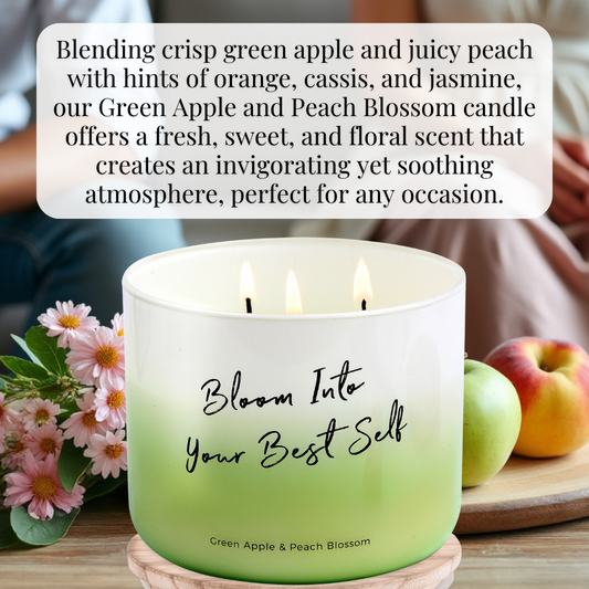 Green Apple & Peach Blossom Soy Candle 3-Wick