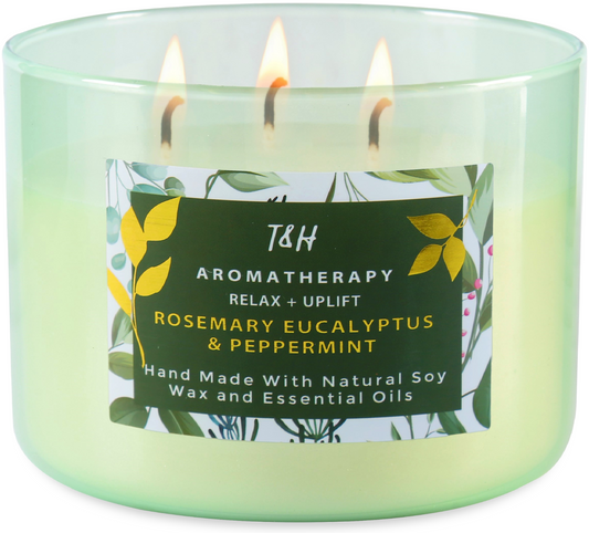 Rosemary Eucalyptus Peppermint Soy Candle 3-Wick