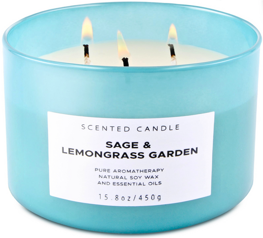 Sage Lemongrass Garden Soy Candle 3-Wick