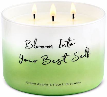 Green Apple Peach Blossom Soy Candle | 3-Wick