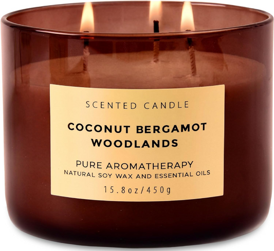 Coconut Bergamot Woodlands Soy Candle 3-Wick