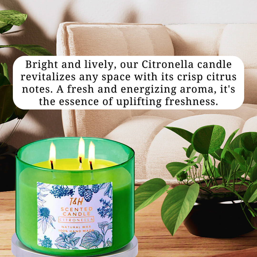 Citronella Scented Soy Candle 3-Wick