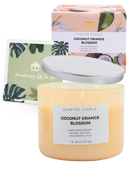 Coconut Orange Blossom Scented Soy Candle 3-Wick