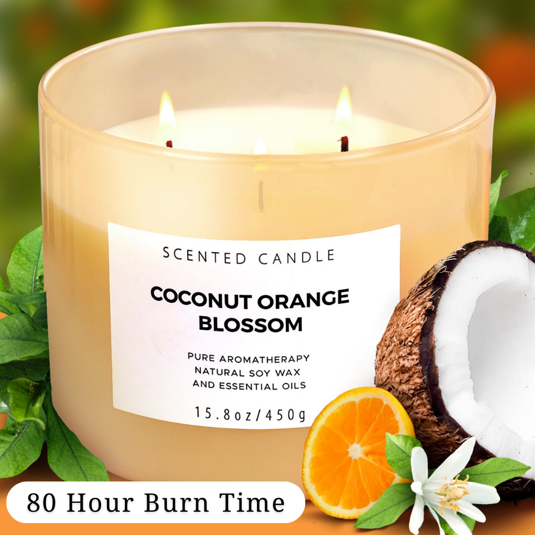 Coconut Orange Blossom Scented Soy Candle 3-Wick