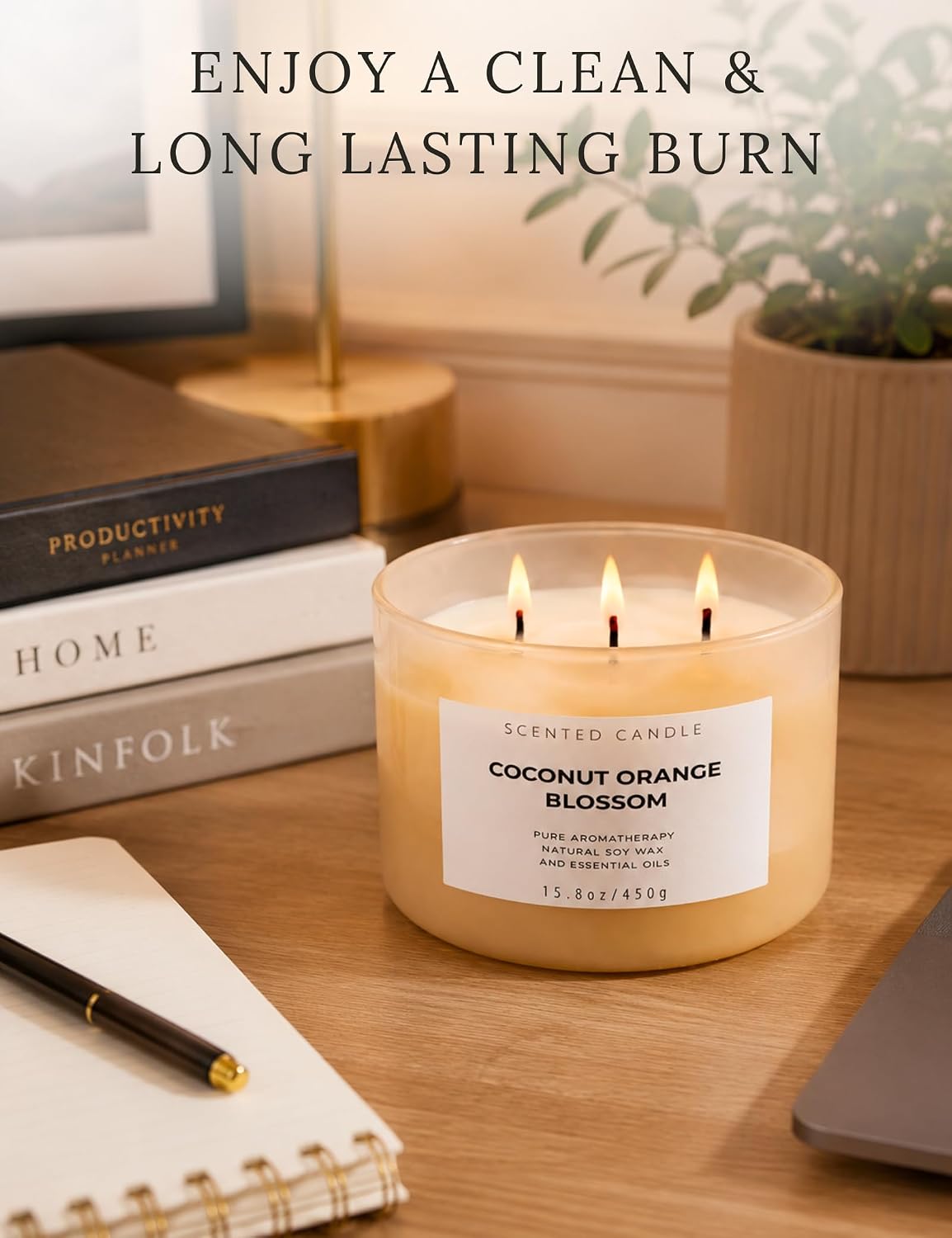 Coconut Orange Blossom Soy Candle | 3-Wick