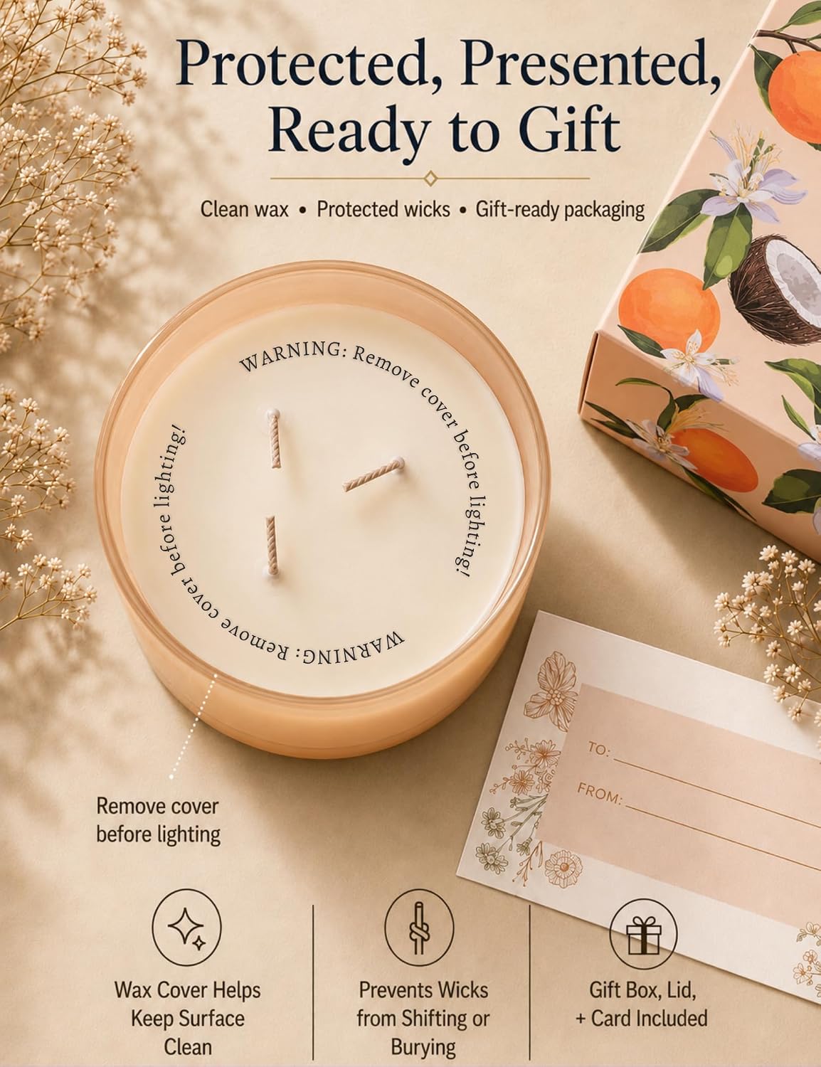 Coconut Orange Blossom Soy Candle | 3-Wick