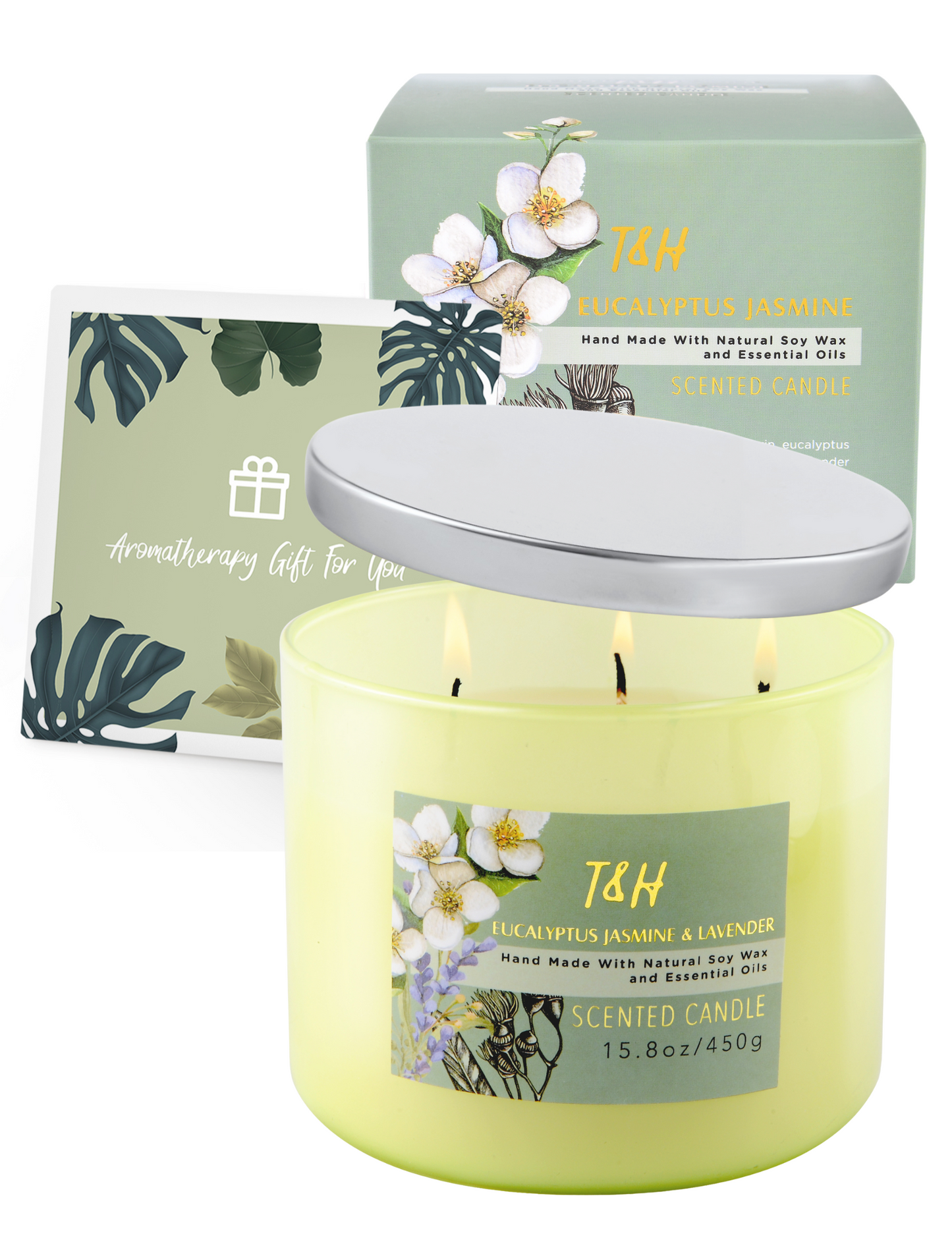 Eucalyptus Jasmine & Lavender Soy Candle 3-Wick