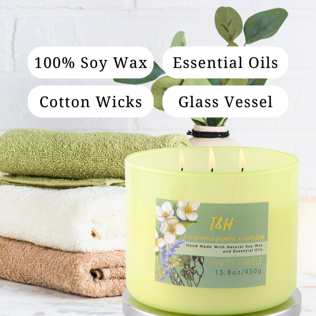 Eucalyptus Jasmine & Lavender Soy Candle 3-Wick
