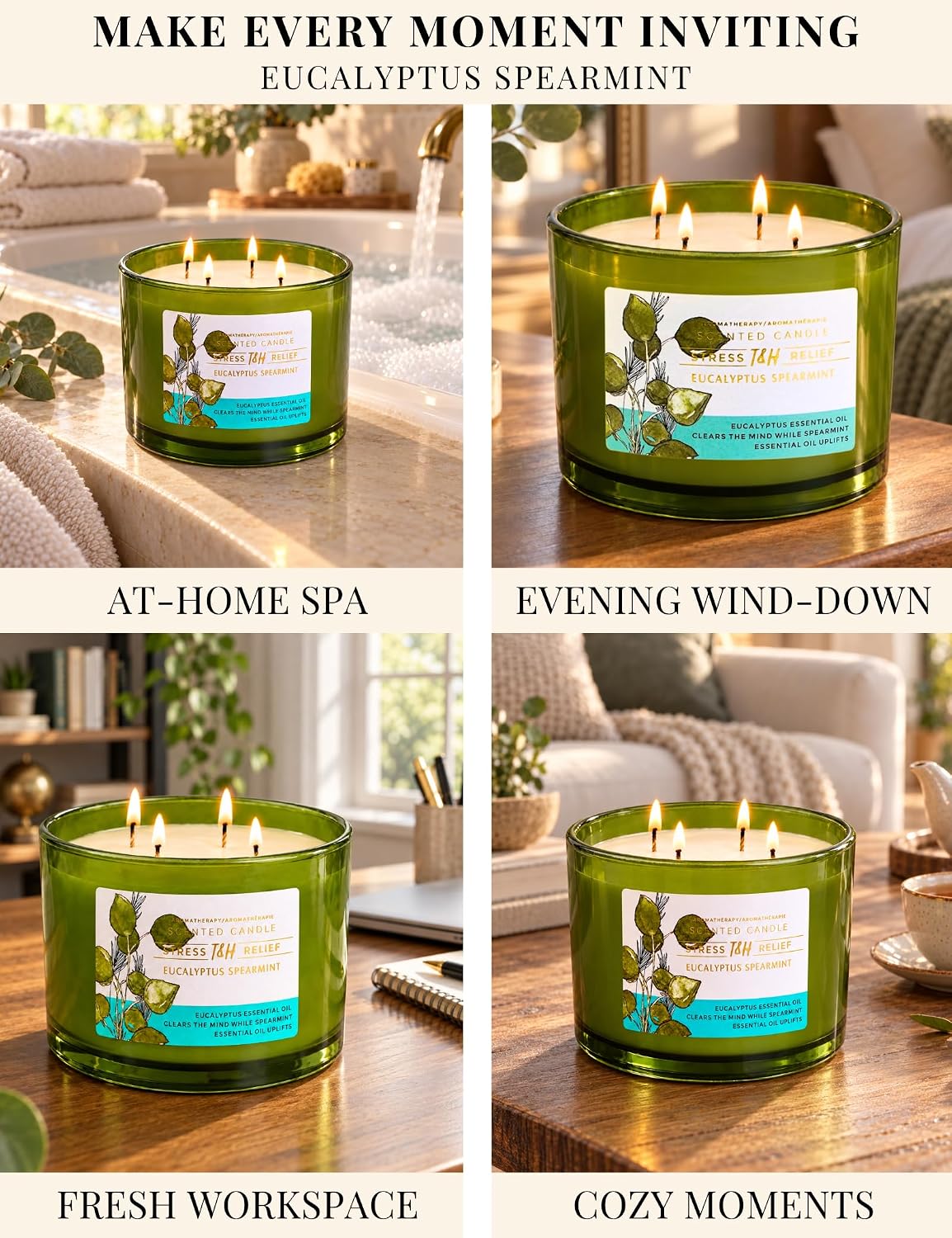 Eucalyptus Spearmint Soy Candle | 4-Wick