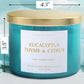 Eucalyptus Thyme Citrus Soy Candle | 3-Wick