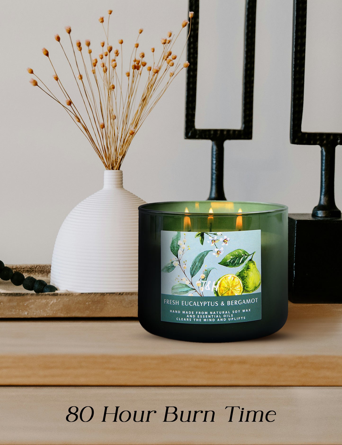 Fresh Eucalyptus & Bergamot Soy Candle 3-Wick