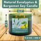 Eucalyptus & Bergamot Scented Soy Candle 3-Wick