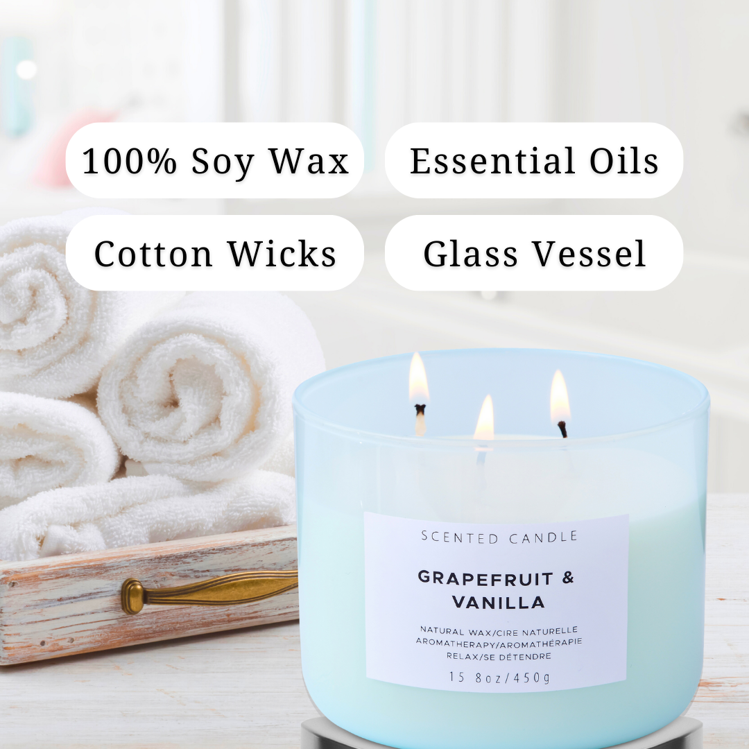 Grapefruit & Vanilla Soy Candle 3-Wick