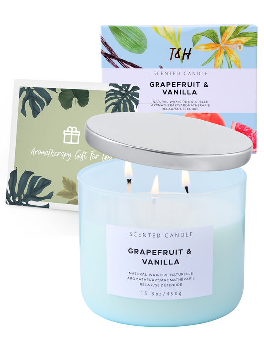 Grapefruit & Vanilla Scented Soy Candle 3-Wick