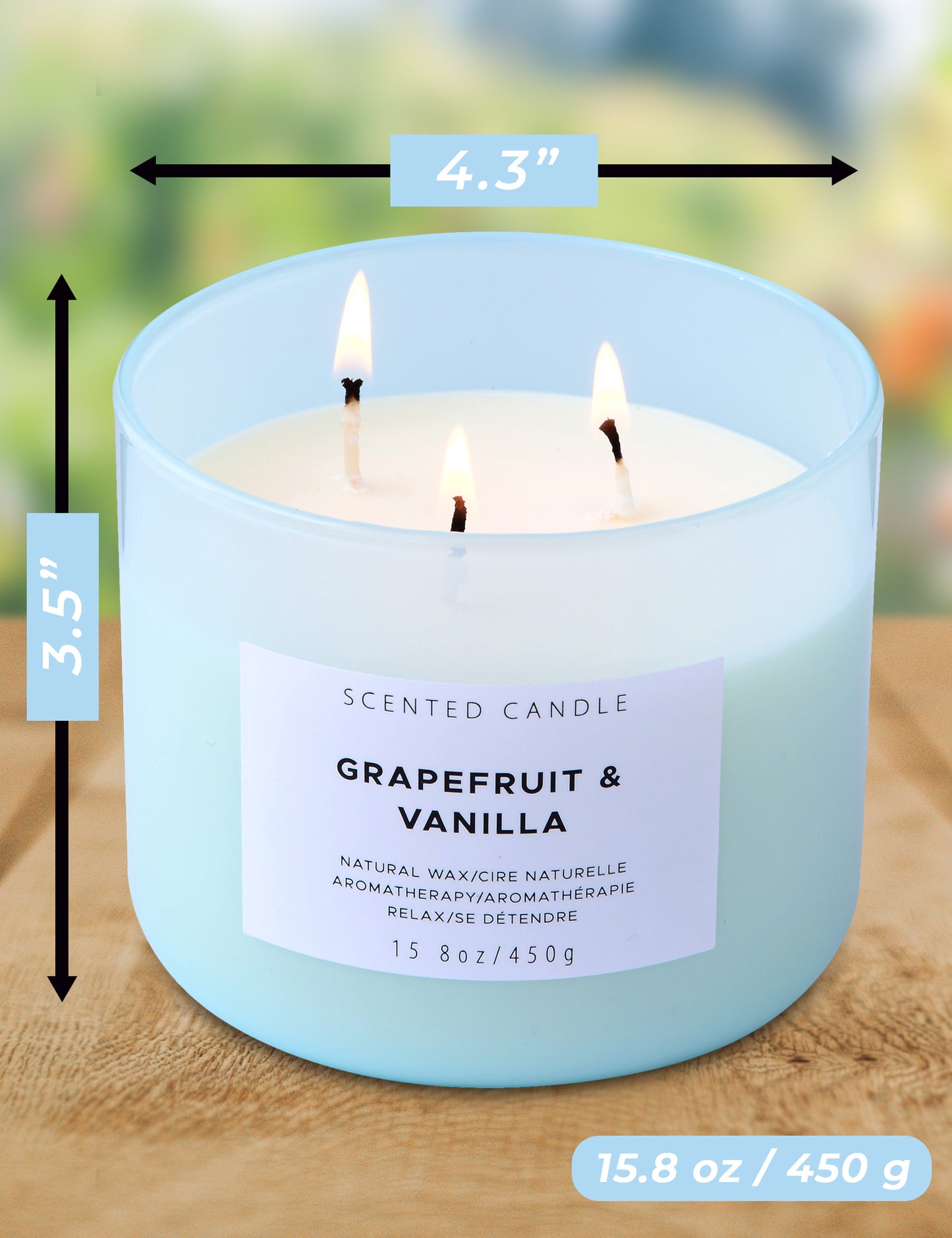 Grapefruit & Vanilla Soy Candle 3-Wick