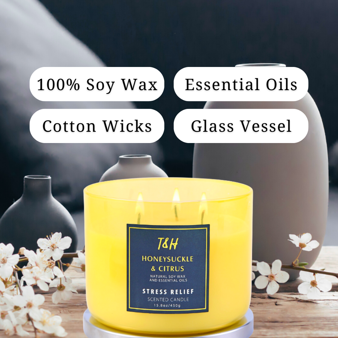 Honeysuckle & Citrus Soy Candle 3-Wick