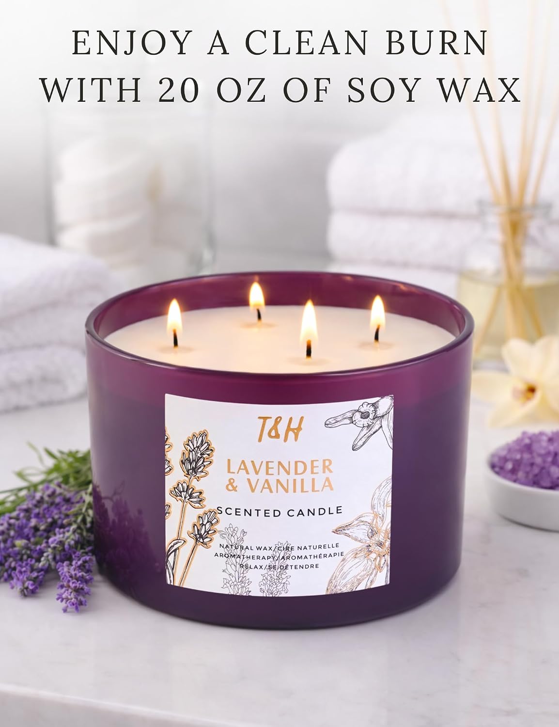Lavender Vanilla Soy Candle | 4-Wick