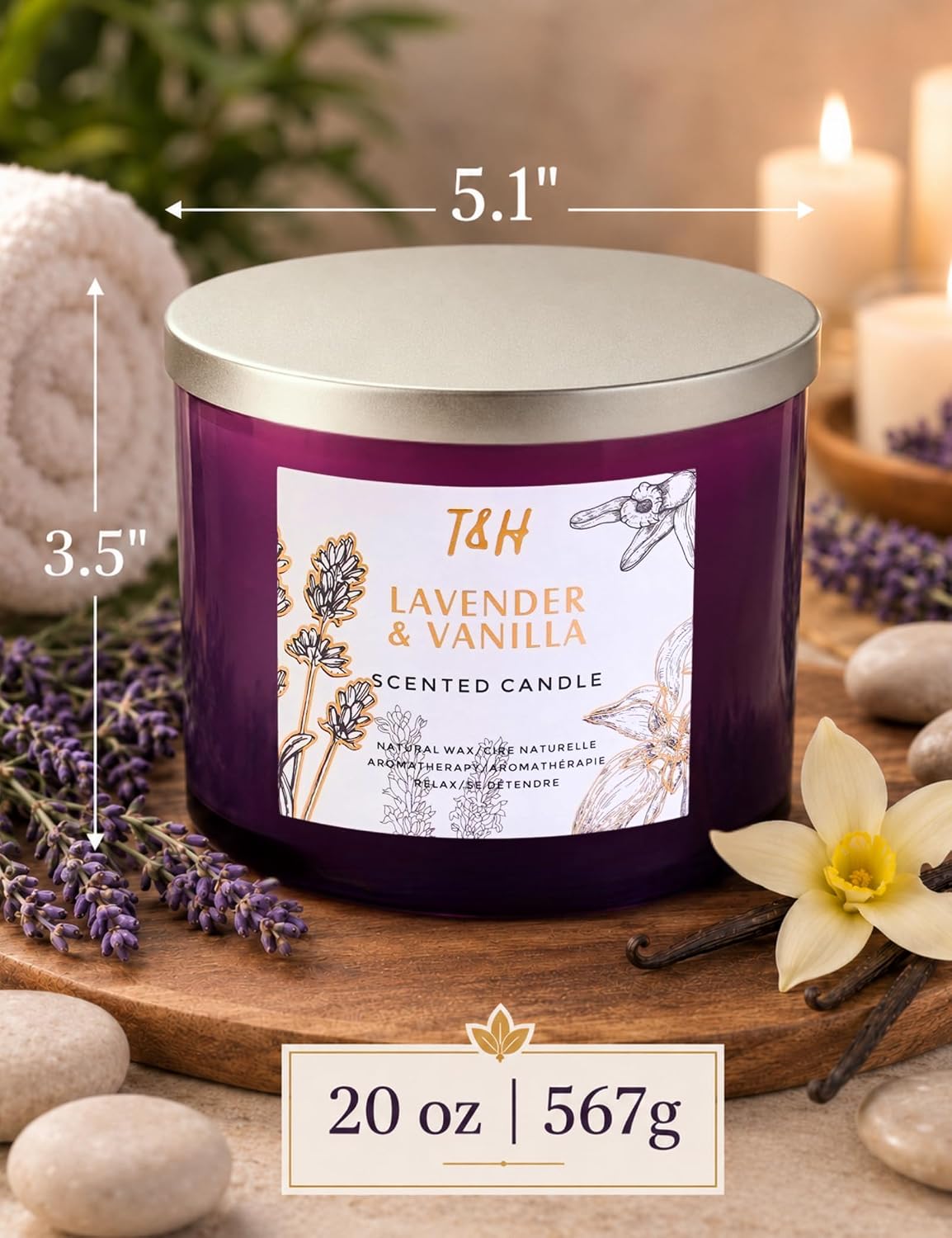 Lavender Vanilla Soy Candle | 4-Wick